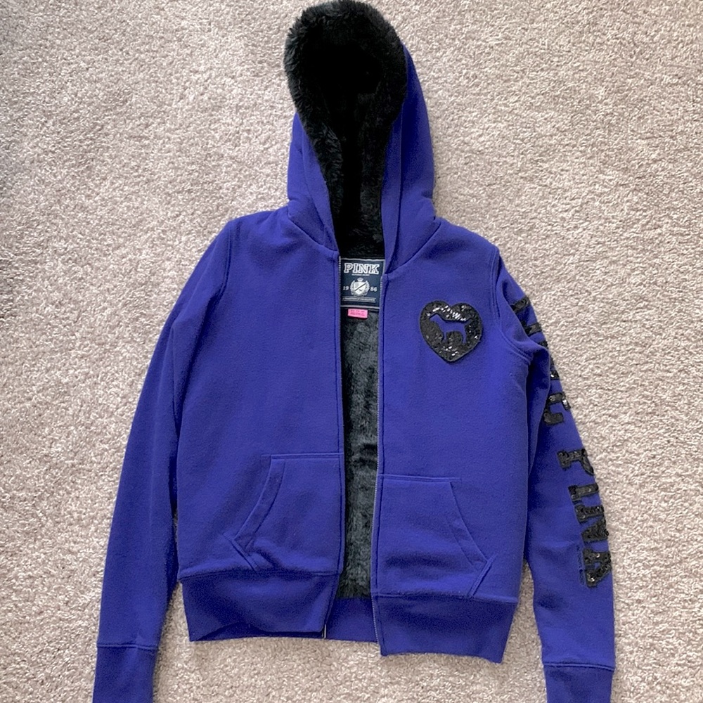Victoria’s Secret PINK Sequin Detailed Fur Lined Jacket